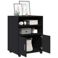 Rolkast 60x48x81 cm bewerkt hout zwart - thumbnail