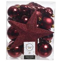 Decoris kerstballen Plastic mix+piek 33st Ossenbloed - thumbnail
