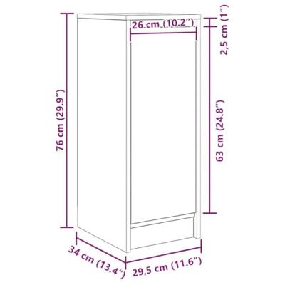 Dressoir 29,5x34x76 cm bewerkt hout oud houtkleurig - thumbnail