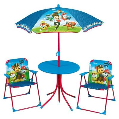 Fun House Pat Patrol tuinmeubilair bestaande uit een tafel, 2 klapstoelen en een parasol voor kinderen Fun House Pat Patrol tuinmeubilair bestaande uit een tafel, 2 klapstoelen en een parasol voor kinderen