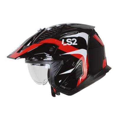 LS2 modulaire helm "of606 drifter triality" helmet of606 drifter triality xs black/red