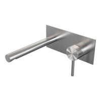 Brauer Stripe inbouw wastafelmengkraan met rechte uitloop en afdekplaat model A1 RVS-kleurig geborsteld PVD - thumbnail