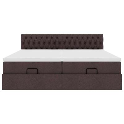 Ottoman bed met matrassen 200x200cm stof donkerbruin - thumbnail