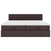 Ottoman bed met matrassen 200x200cm stof donkerbruin - thumbnail