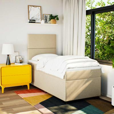 Boxspring met matras stof crèmekleurig 100x200 cm