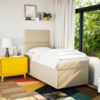 Boxspring met matras stof crèmekleurig 100x200 cm - thumbnail