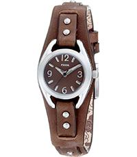 Horlogeband Fossil JR1243 Onderliggend Leder Bruin 8mm