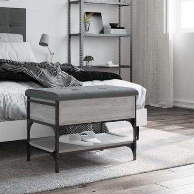 Schoenenbank 62x42x45 cm bewerkt hout grijs sonoma eikenkleurig