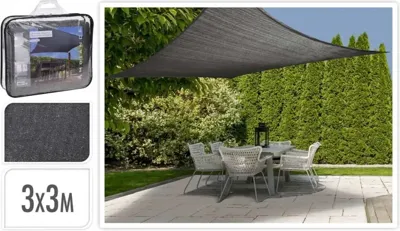 SCHADUWDOEK VIERKANT GRIJS 300X300