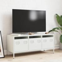 Tv-meubel 101,5x39x43,5 cm koudgewalst staal wit - thumbnail