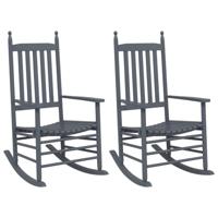 Schommelstoelen met gebogen zitting 2 st populierenhout grijs - thumbnail