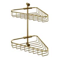 Hoekdraadkorf Hotbath Cobber Dubbel Wandmodel Geborsteld Messing PVD - thumbnail