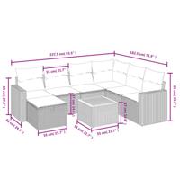 8-delige Loungeset met kussens poly rattan beige - thumbnail