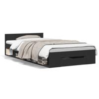 Bedframe met lades bewerkt hout zwart 150x200 cm - thumbnail