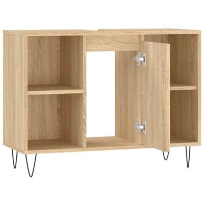 Badkamerkast 80x33x60 cm bewerkt hout sonoma eikenkleurig