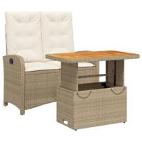 2-delige Tuinset met kussens poly rattan beige - thumbnail