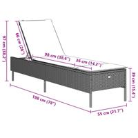 3-delige Ligbeddenset met kussens poly rattan lichtgrijs - thumbnail