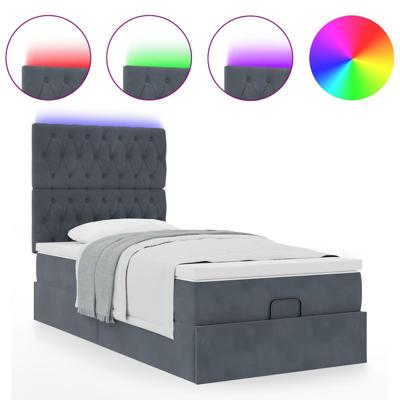 Ottoman bed met matrassen en LED's 140x200cm fluweel - thumbnail