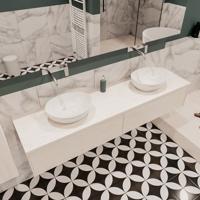 Mondiaz Lush Barco badmeubel underlayment 180 cm 2 lades mdf 2 waskommen beide zijden zonder kraangat - thumbnail