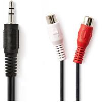 Stereo-Audiokabel | 3,5 mm Male | 2x RCA Female | Vernikkeld | 0.20 m | Rond | Zwart - thumbnail
