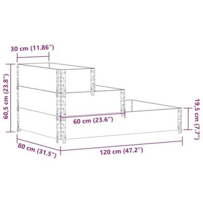 VidaXL Verhoogde plantenbak 3-laags 120x80 cm massief grenenhout zwart VidaXL Verhoogde plantenbak 3-laags 120x80 cm massief grenenhout zwart