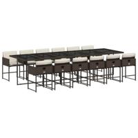13-delige Tuinset met kussens poly rattan bruin - thumbnail