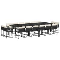 17-delige Tuinset met kussens poly rattan zwart - thumbnail