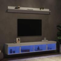 5-delige Tv-wandmeubelset met LED-verlichting bewerkt hout wit - thumbnail