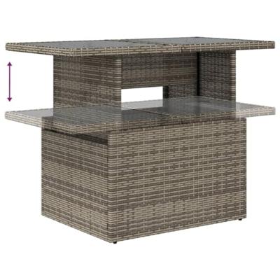 11-delige Loungeset met kussens poly rattan grijs