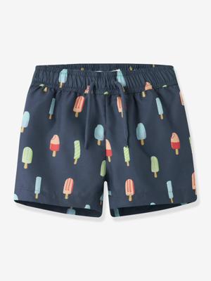 Ruime zwemshort voor jongens met ijsjesprint NAME IT leigrijs