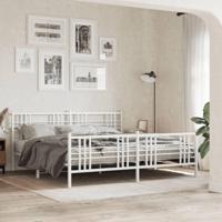 Bedframe met hoofd- en voeteneinde metaal wit 183x213 cm - thumbnail