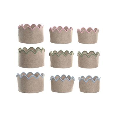 Mandenset Home ESPRIT Blauw Groen Beige Roze Kinderen 30 x 30 x 20 cm (3 Onderdelen) (3 Stuks)