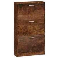 Schoenenkast 59x17x108 cm bewerkt hout gerookt eikenkleurig - thumbnail