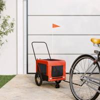 Hondenfietstrailer oxford stof en ijzer oranje en zwart - thumbnail