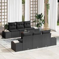 Tuinbankenset met kussen 7 pcs Zwart poly rattan - thumbnail