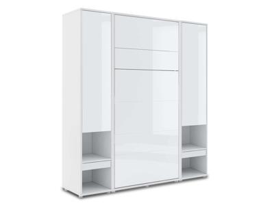 Opklapbed CONCEPTION PRO 90x200 cm wit/glanzend wit (verticaal) met kasten Opklapbed CONCEPTION PRO 90x200 cm wit/glanzend wit (verticaal) met kasten