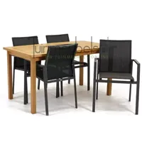 Tuinset Delia zwart stapelbaar met Neva tafel - thumbnail