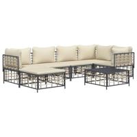 7-delige Loungeset met kussens poly rattan antracietkleurig - thumbnail