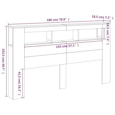 Hoofdeinde met LED 180x18,5x103,5 cm bewerkt hout grijs sonoma