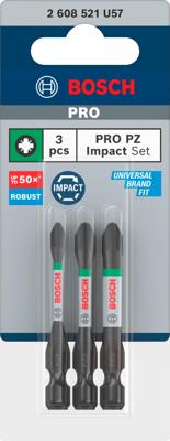 Bosch Accessoires PRO PZ Impact bits | PZ1 | PZ2 | PZ3 | 55 mm | 3-delig - 2608521U57 Bosch Accessoires PRO PZ Impact bits | PZ1 | PZ2 | PZ3 | 55 mm | 3-delig - 2608521U57