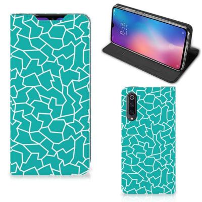 Xiaomi Mi 9 | Bookcase | Cracks Blue