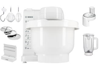 Bosch MUM4830 keukenmachine 1 l Roestvrijstaal, Transparant, Wit 600 W