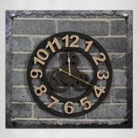 Originaliteit Amerikaanse industriële stijl hout Vintage oude Gear Wandklok (goud) - thumbnail