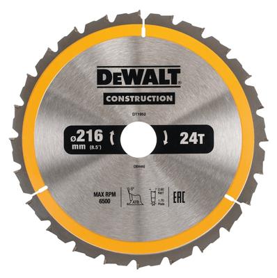 DeWALT Cirkelzaagblad voor Hout | Construction | Ø 216mm Asgat 30mm 24T - DT1952-QZ
