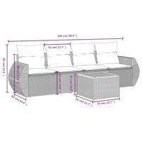 5-delige Loungeset met kussens poly rattan beige - thumbnail