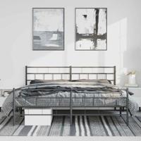 Bedframe met hoofd- en voeteneinde metaal zwart 193x203 cm - thumbnail