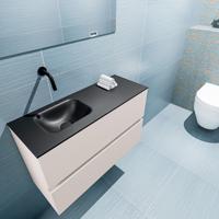 MONDIAZ ADA 80cm toiletmeubel linen. LEX wastafel urban links zonder kraangat - thumbnail