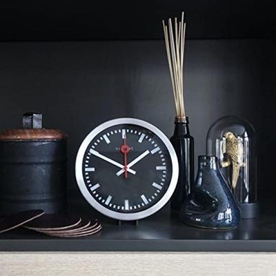 NeXtime ne-3998stzw wandklok 'station' ø19 cm, geborsteld aluminium zwart