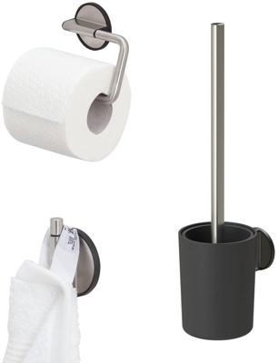 Tiger Tune toilet accessoires 3-delig hangend rvs geborsteld/zwart