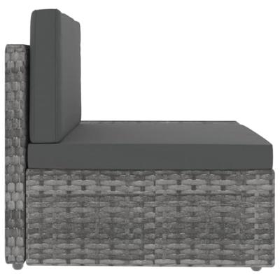 3-delige Loungeset poly rattan grijs - thumbnail